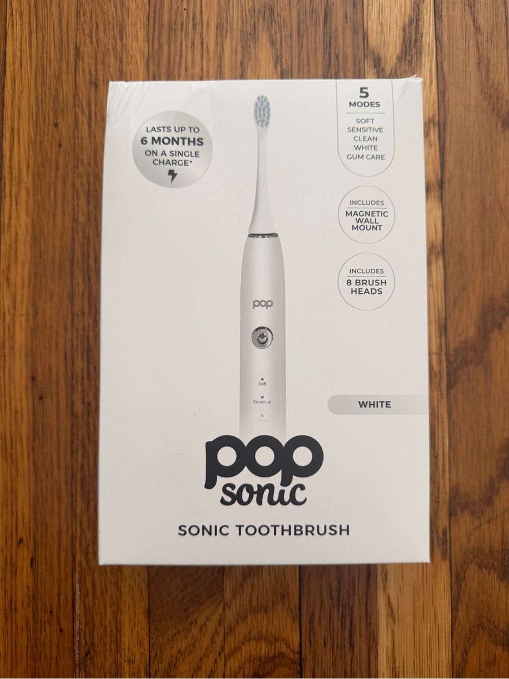 pop White Sonic Toothbrush with 5 Brushing Modes